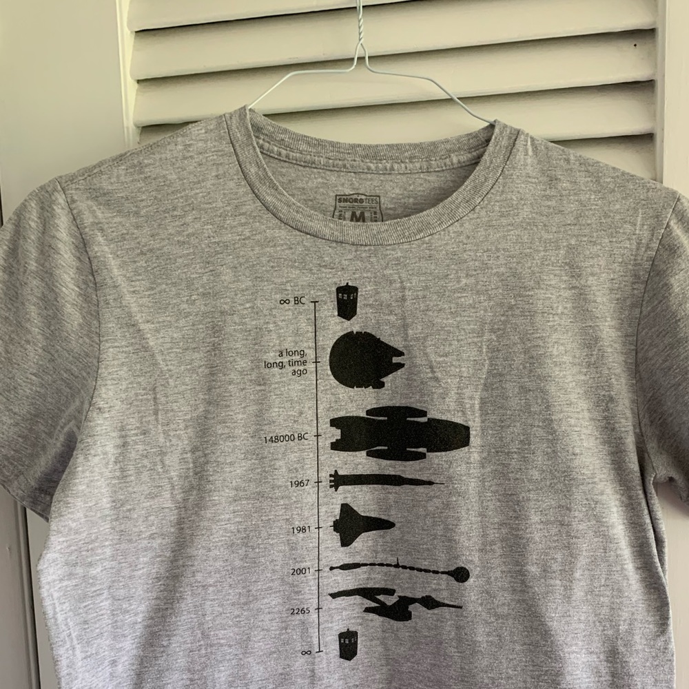 Spaceship timeline t shirt size Medium